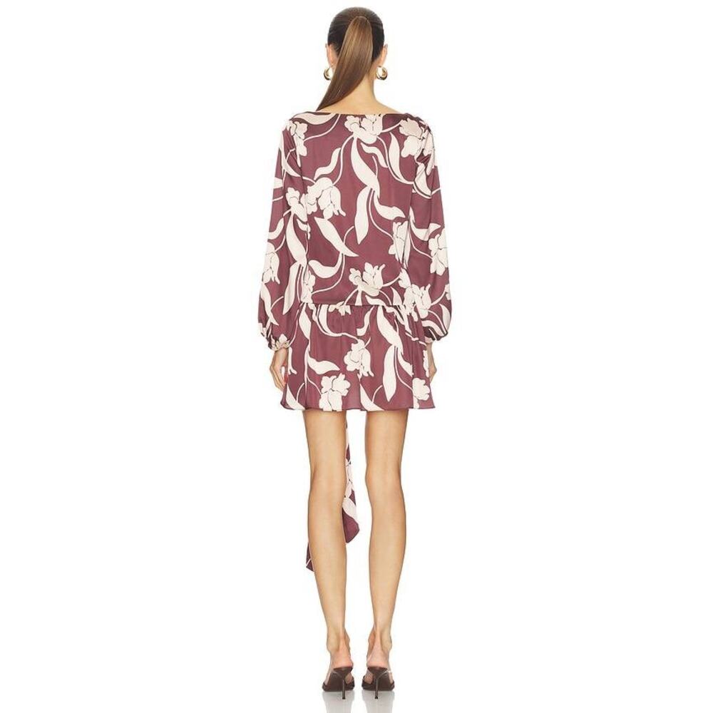 Misa Los Angeles Larissa Long Sleeve Mini Dress in Chocolate Flora S - Picture 3 of 3